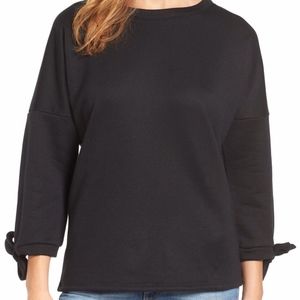 Caslon Tie Sleeve Sweatshirt Top Black Size Small